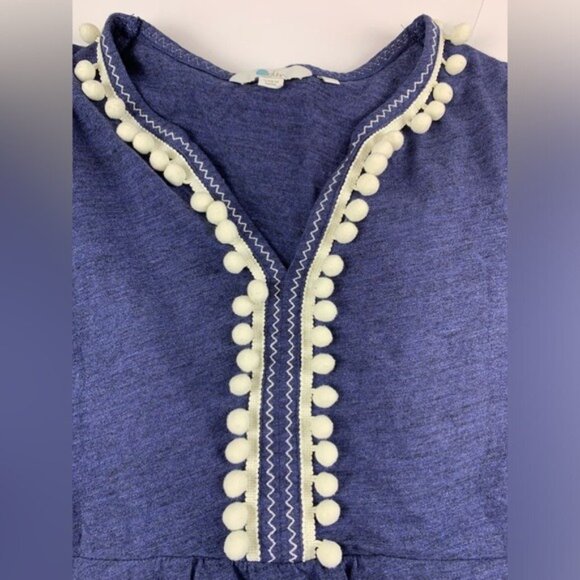 BODEN Carina Sleeveless Knit Mini Dress Navy/White Pom Poms Ric Rac Detail Sz 6R - Picture 5 of 11